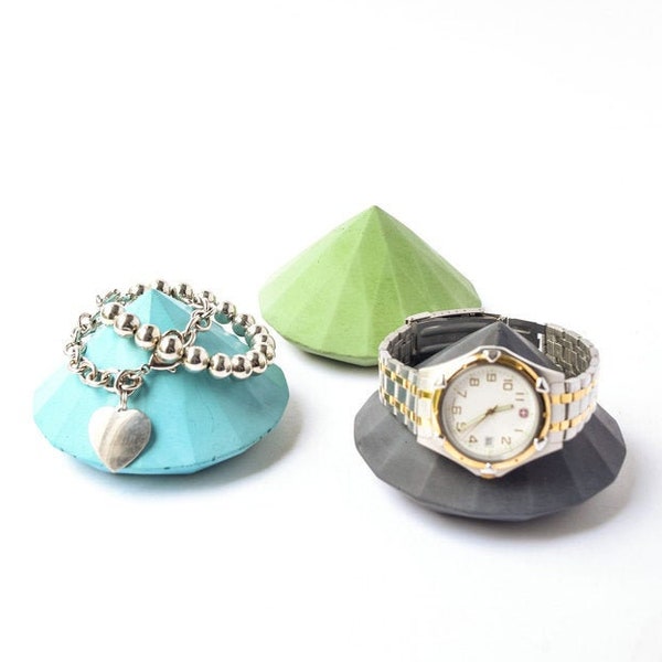 Concrete Bracelet Holder - Watch Stand - Paperweight - Cement - Jewelry Display - Minimalist - Modern - Watch Holder - Sapphire Cone