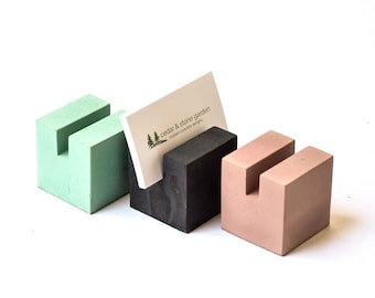 Concrete Business Card Holder - Business Card Holder for Desk - Business Card Display - Desk Organizer - Minimalist - Modern - Paperweight