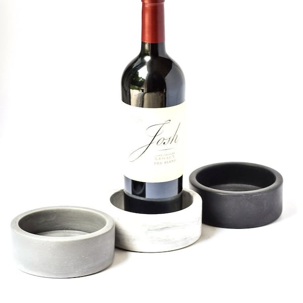 Posavasos de hormigón para vino, soporte minimalista moderno para botellas o copas de vino, accesorio para carrito de bar, accesorios para vino, regalos de vino, posavasos