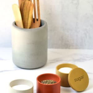 Concrete Salt Pepper Sugar Bowls, Salt Cellar with Lid, Spice Bowl, Kitchen Accessories, Modern Farmhouse, Minimalist Home, Salt Box, Cement image 5