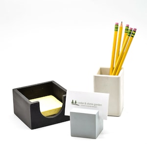 Modern Desk Accessories Set, Sticky Note Holder, Pencil Cup, Desk Organizer, Minimalist, Office Decor, Home Office, Business Card Holder,