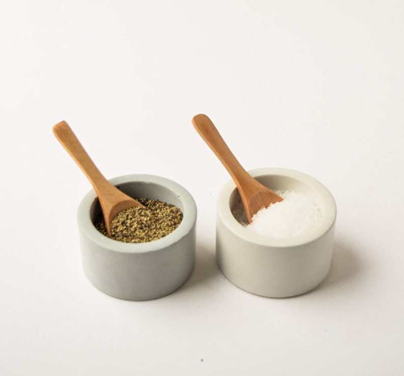 Concrete Salt and Pepper Cellars with Lids Spice Cellar Etsy
