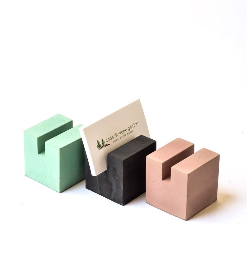 Concrete Business Card Holder Business Card Holder for Desk Etsy