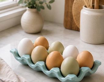 Concrete Egg Tray, Modern Minimalist Egg Holder in 22 Colors, 4 or 8 Piece Storage,