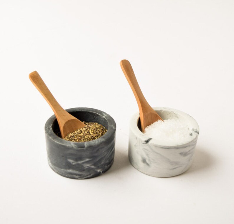 Concrete Salt and Pepper Cellars with Lids Spice Cellar Etsy