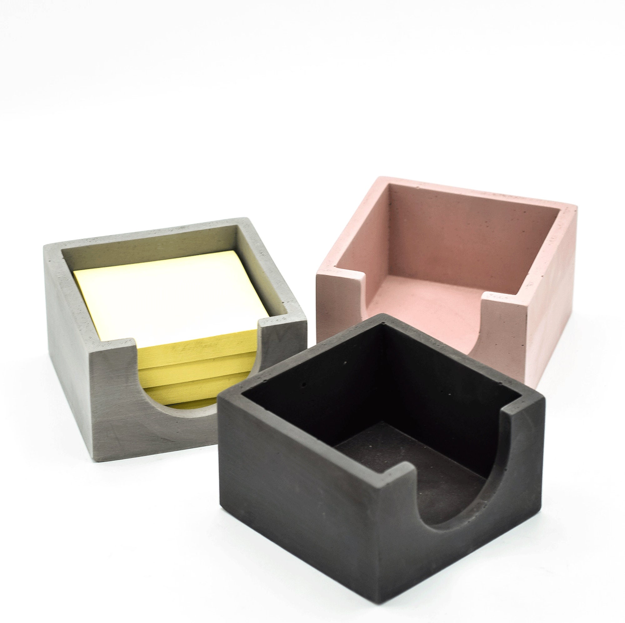 Desk Accessories Set - Post-It Holder - Pen Cup - Desk Organizer - Desk Set  - Minimalist - Cement - Office Organizer - Paper Clip Holder - Modern 