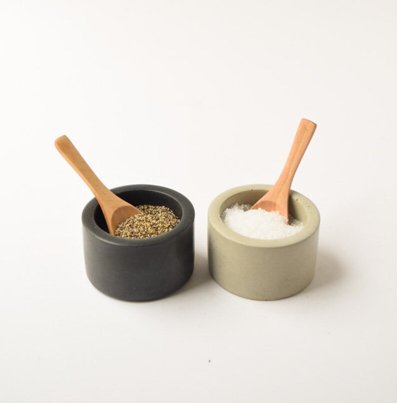 Concrete Salt and Pepper Cellars with Lids Spice Cellar Etsy