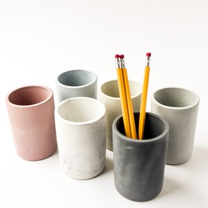 Desk Accessories Set Post-It Holder Pen Cup Desk Organizer Desk Set Minimalist Cement Home Office Paper Clip Holder image 6