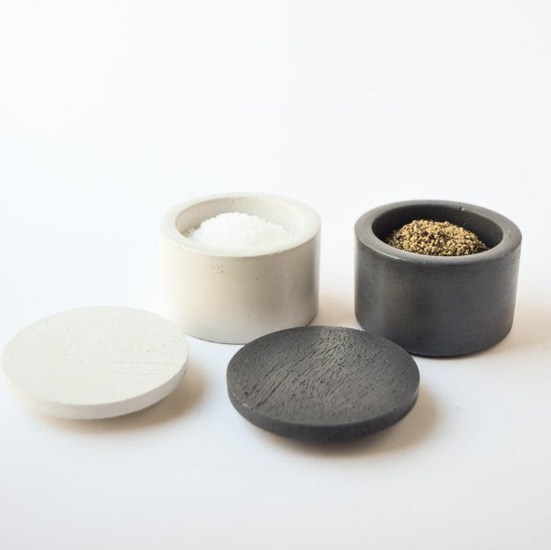 Concrete Salt and Pepper Cellars with Lids Spice Cellar Etsy