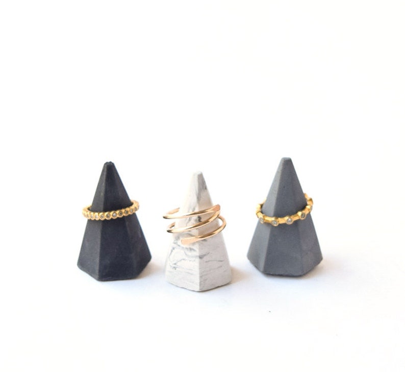 Ring Cone Jewelry Display Concrete RIng Cone Ring Holder Cement Modern Minimalist Engagement Ring Shower Gift Ring Display image 7