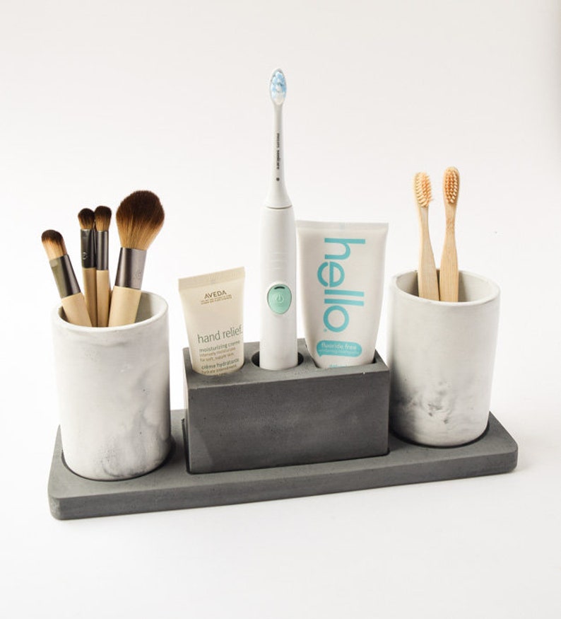 Concrete Bathroom Vanity Organizer Bath Caddy Modern Bath | Etsy