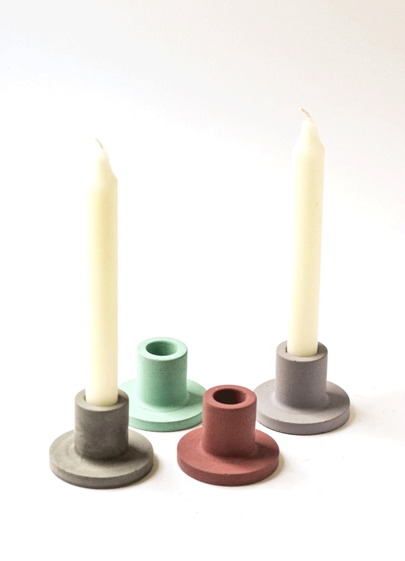 Candlestick Holder Concrete Candle Minimalist Taper Candle Holder Modern Home Wedding Decor, Tabletop, Centerpiece Holiday Table image 8