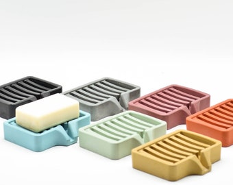 Jabonera con drenaje - Portaesponjas - Jabonera de hormigón - Jabonera - Accesorios de baño - Ahorrador de jabón - Minimalista - Hogar moderno