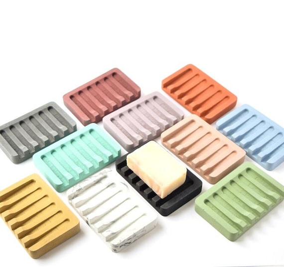Concrete Soap Dish - Draining Soap Holder - Bathroom Accessories - Shower Soap Dish - Sponge Holder - Soap Tray - Minimalist - Bath Decor