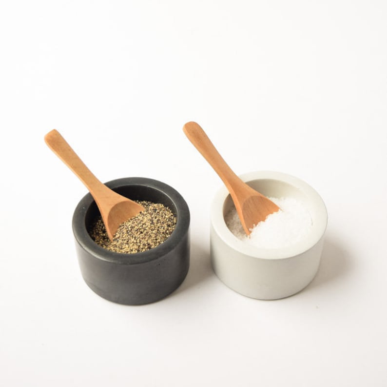 Concrete Salt and Pepper Cellars with Lids Spice Cellar Etsy