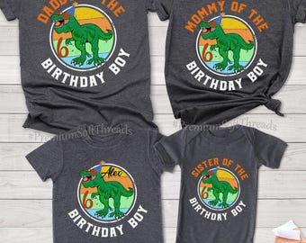 Personalized Dinosaur Birthday Family Shirts, Matching Party Outfit
