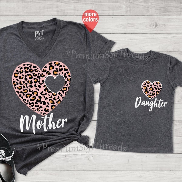 Heart Shirt, Matching Family Heart Shirts, Mommy and Me Shirt, Baby Shower Gift, Mom Daughter Shirts, Mommy and Me Outfits, Leopard Heart