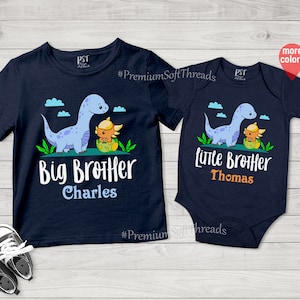 Big Brother Shirt, Little Brother Shirt, Big Little Brother, Dinosaur Shirts, Personalized Big Little Brother Shirt, Custom Siblings Shirts