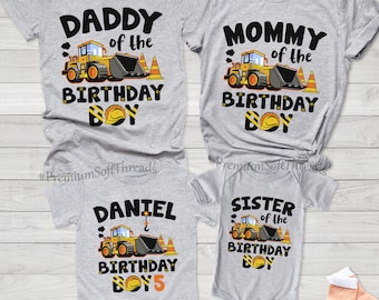 Heavy Machines Birthday Crane Family Construction Birthday Shirt Yellow Truck Construction Birthday Personalized Birthday Shirt