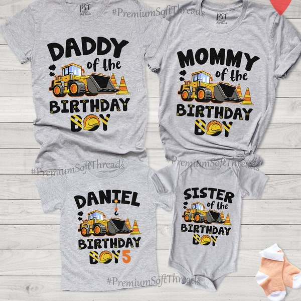 Family Construction Birthday Shirt, Construction Birthday Shirt, Personalized Construction Shirt, Birthday Boy Shirt, Yellow Truck Boy Shirt