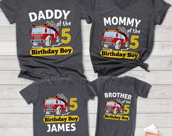 Firefighter Birthday Shirts, Fireman Themed Birthday Party, Fire Truck Shirts, Firefighter Family Matching Shirts, Fire Truck Shirts