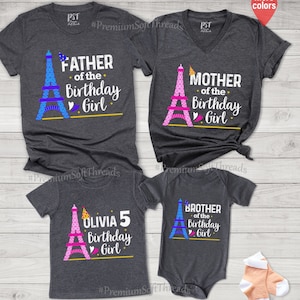 Paris Birthday Girl Shirt, Personalized Birthday Girl Shirt, Matching Family Birthday Girl Shirt, Paris Theme Birthday Party, Eiffel Tower