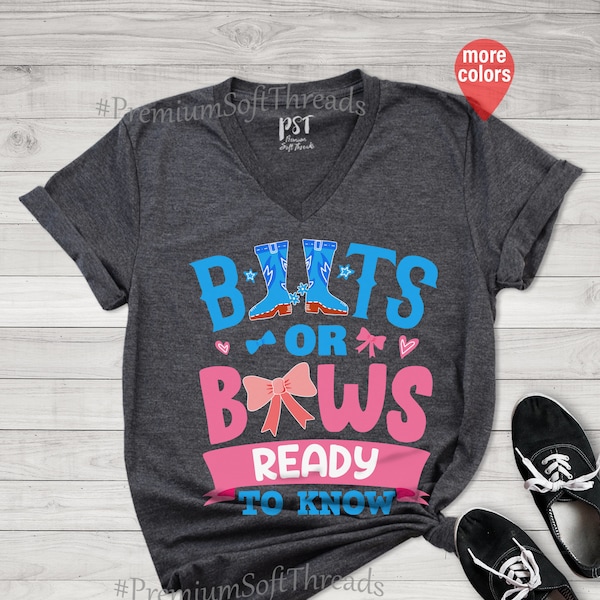 Boots or Bows Ready To Know Shirt, Gender Reveal Shirt, Pregnancy Reveal, Baby Announcement Shirt, Gender Reveal Ideas