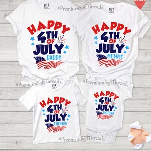 Chemise Happy 4 juillet, chemise famille 4 juillet assortie, chemise patriotique américaine, tenue de la fête de l'indépendance, chemise famille américaine