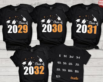 Class of 2031 Shirt, Grow With Me Hand Print Tee, Class of 2030. 2032 Shirt, Personalized Name Graduation Gift, First Day of School