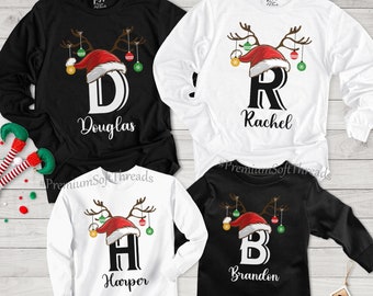 Custom Matching Family Christmas Long Sleeve Shirt, Matching Family Santa Hat Shirt, Christmas Shirt, Santa Shirt, Holiday Family Shirt