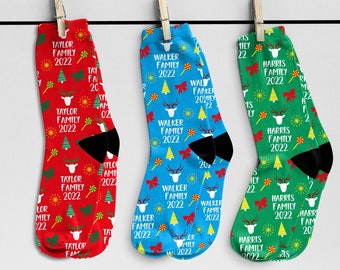 Matching Family Christmas Socks, Custom Name Socks, Custom Christmas Family Socks, Family Christmas Socks, 2023 Merry Christmas Socks