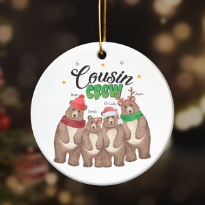 Personalized Cousin Crew Ornament, 2023 Xmas Ornament for Bear Family, Custom Bear Family Ornament, Matching Cousins Ornament, Xmas Gift