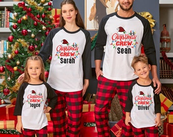 Matching Family Christmas Crew Raglan, Matching Family Raglan, Family Christmas Buffalo Plaid Shirt, Christmas Crew Family Raglan