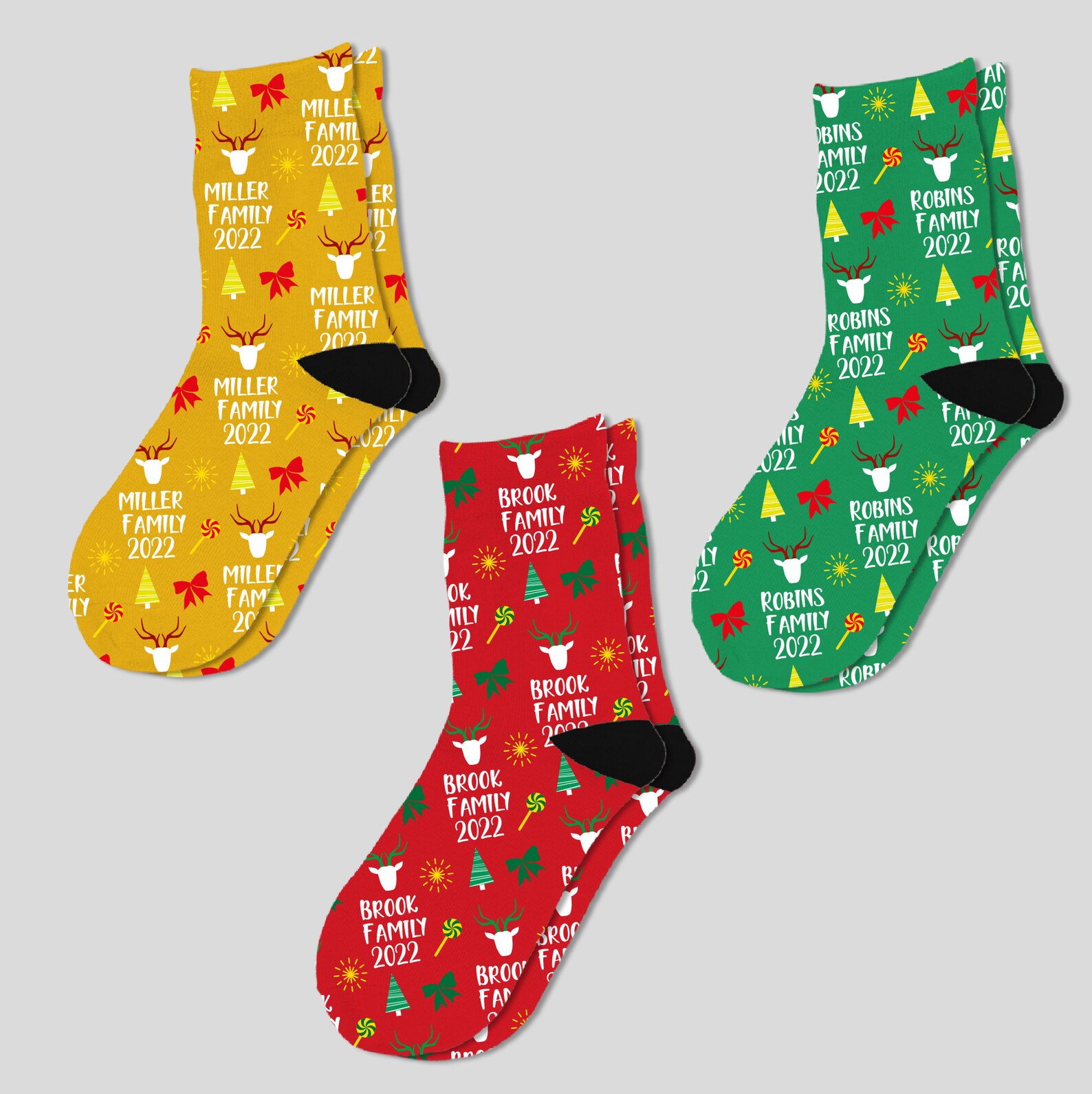 Matching Family Christmas Socks Custom Name Socks Custom Etsy