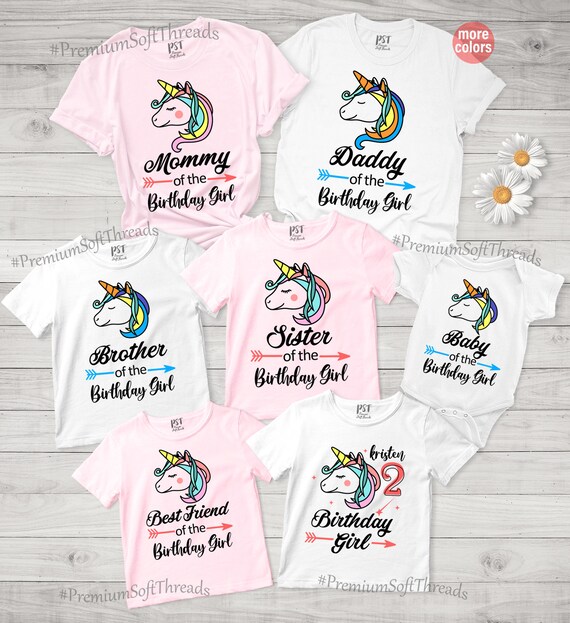 Camisetas de fiesta de cumpleanos de unicornio camisetas de unicornio para cumpleaneras camisetas familiares de cumpleanos a juego camisetas de fiesta de cumpleanos atuendos familiares a juego Etsy Me...