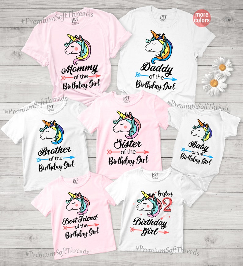 Unicorn Birthday Party Shirts Birthday Girl Unicorn Shirts Etsy