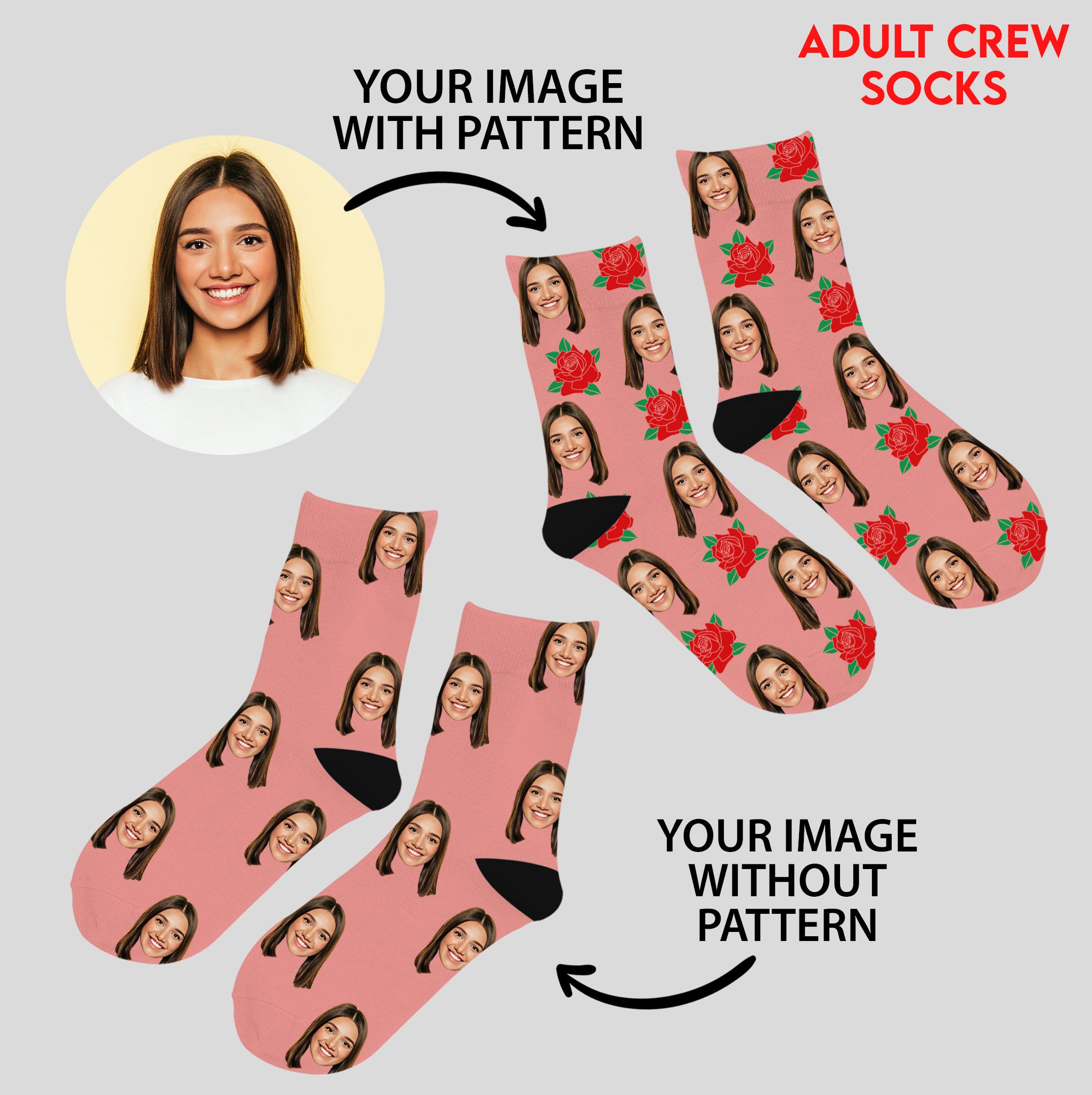 Custom Face Socks Custom Photo Sock Custom Valentines Day Etsy Canada