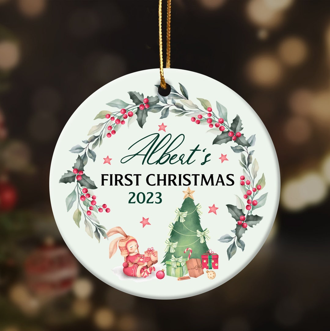 Custom First Christmas Ornament 2023 Christmas Gift Floral Etsy