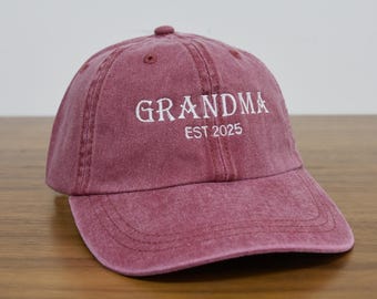Custom Embroidered Grandma Hat, Established Grandma Cap, Personalized Date, Baby Announcement, Grandma with Est Year, Custom Embroidered Hat