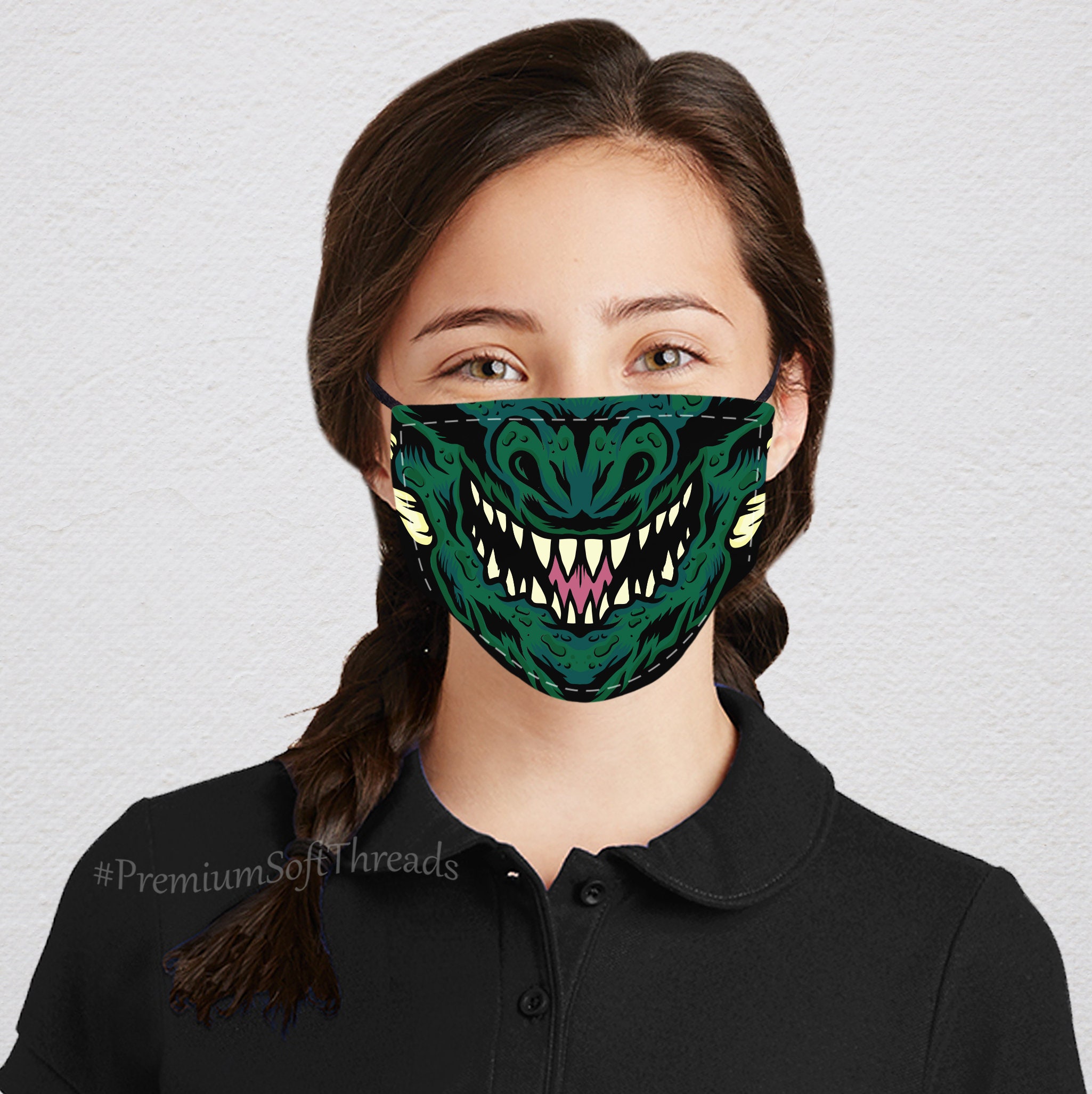Godzilla Face Mask Cover Adult Kids Washable Mask Reusable | Etsy