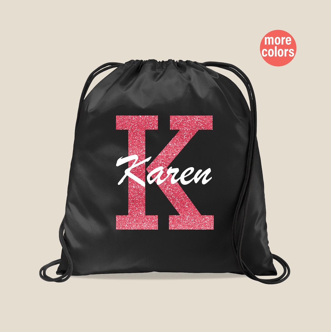 Personalized Drawstring Bag, Custom Monogram Drawstring Bag, Custom