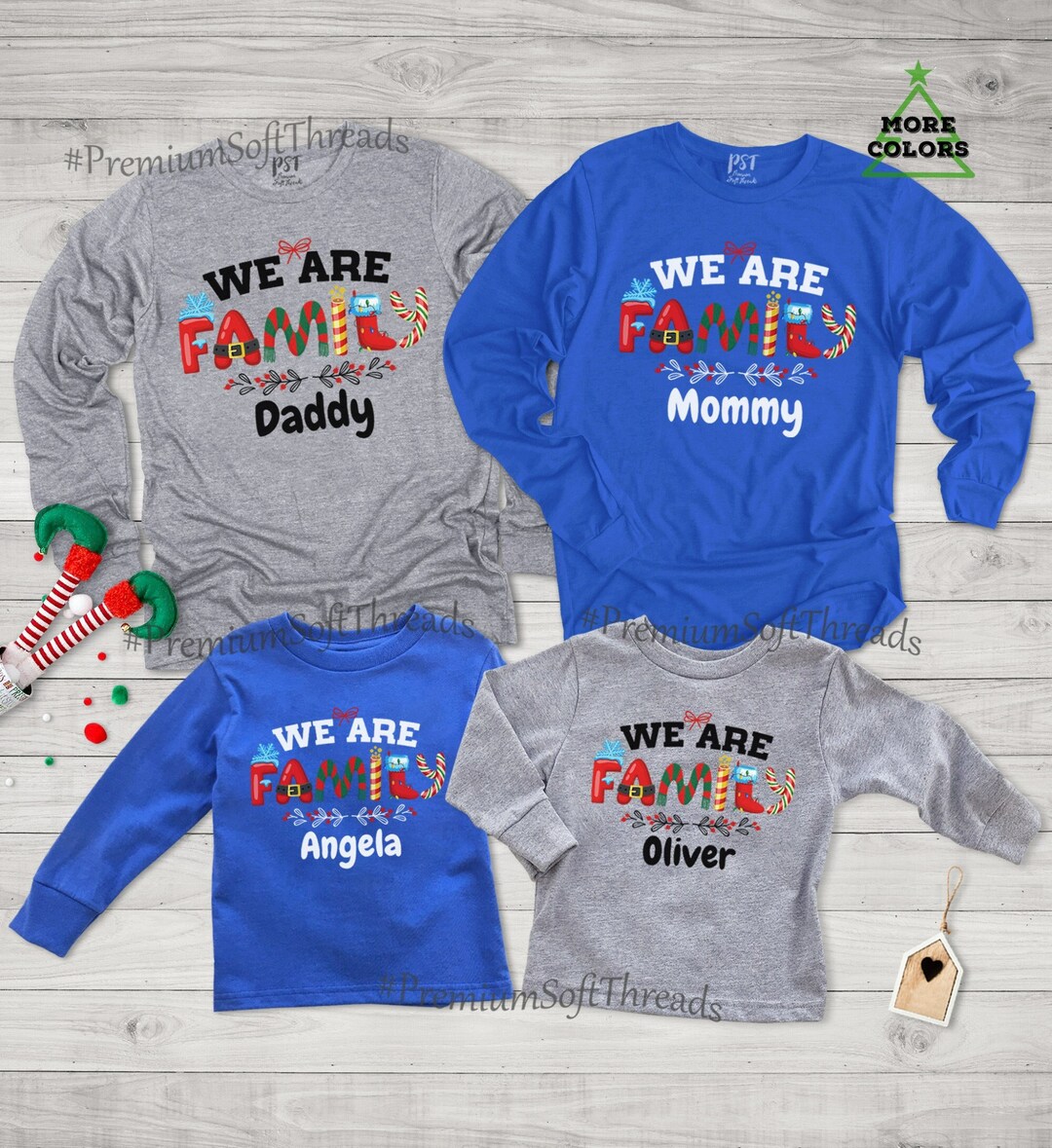 We Are Family Christmas Long Sleeve Shirt, Personalized Christmas