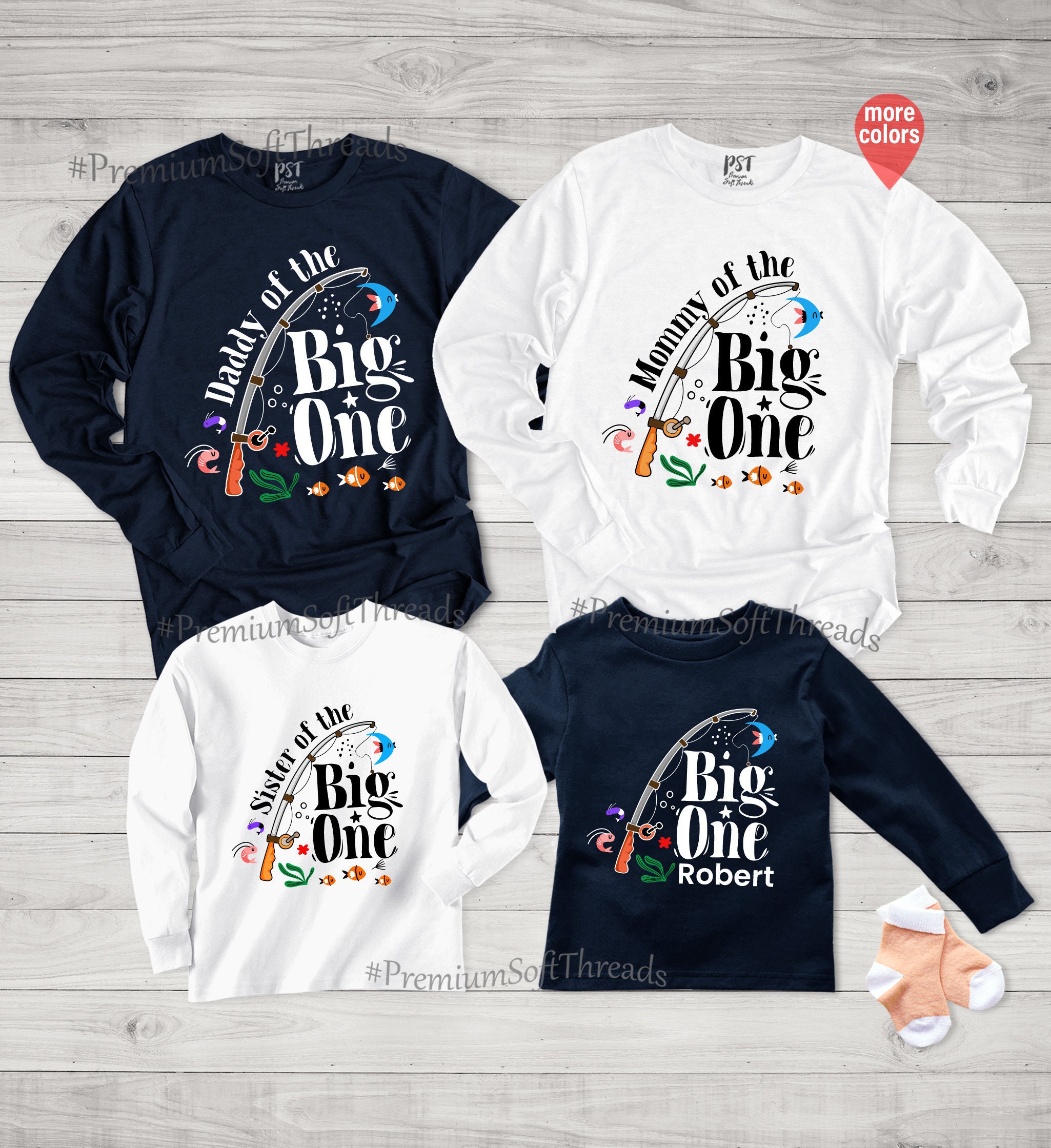 Fishing Birthday Long Sleeve Shirt, Family Matching Birthday Tee, Big One  Birthday, 1st Birthday Outfit, Family Fishing Shirt, Matching Tees 