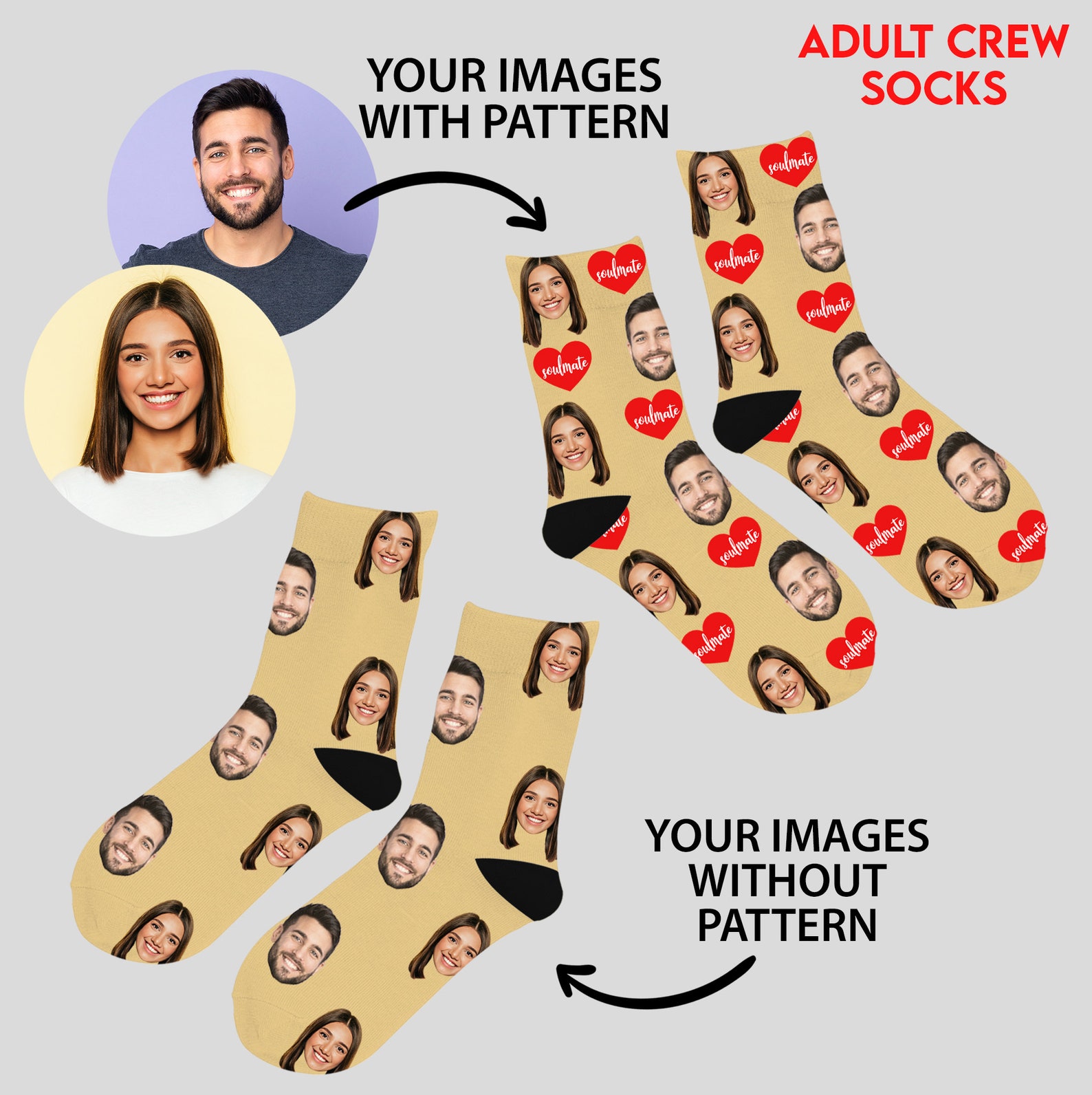 Custom Face Socks Custom Photo Sock Custom Valentines Day Etsy Canada