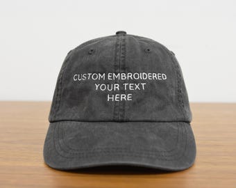 Custom Embroidered Hat, Personalized Hat, Custom Embroidered Baseball Cap, Add Your Text, Dad Hat, Custom Embroidery Cap, Your Own Text Hat