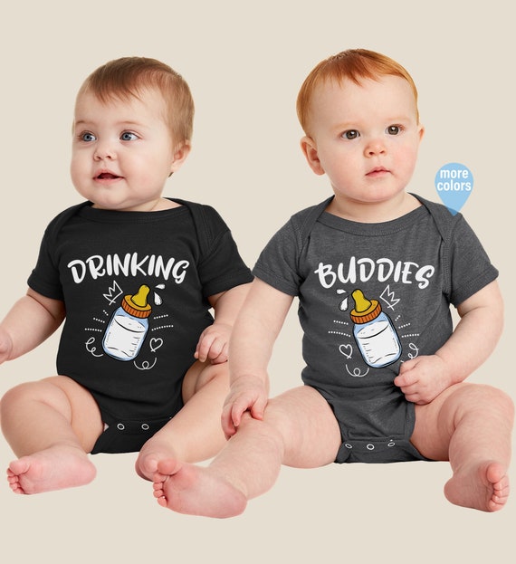 Drinking Buddies Bodysuit Funny Twins Bodysuit Cute Twin Baby