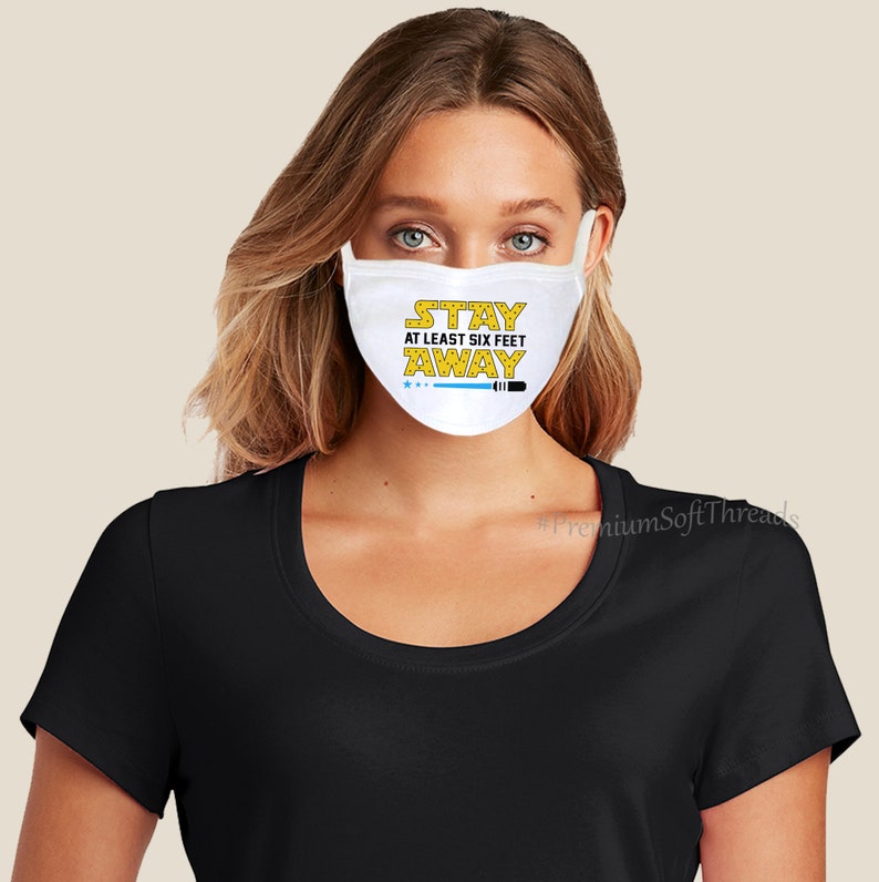 Stay 6 Feet Away Face Mask Stay at Least Six Feet Away Etsy