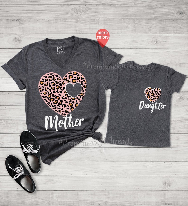 Heart Shirt, Matching Family Heart Shirts, Mommy and Me Shirt, Baby Shower Gift, Mom Daughter Shirts, Mommy and Me Outfits, Leopard Heart 