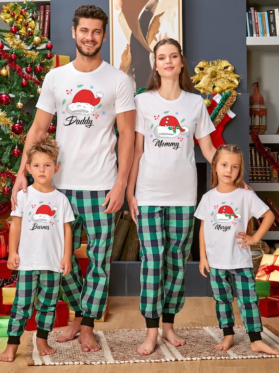 2023 famille noël pyjamas correspondant vêtements ensemble noël adulte père  mère enfants vêtements de nuit pour fils fille pyjamas tenue 