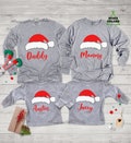 Family Christmas Long Sleeve Shirts, Santa Hat Shirts, Personalized Christmas Long Sleeve Shirts, Matching Christmas Shirts, Santa Hat